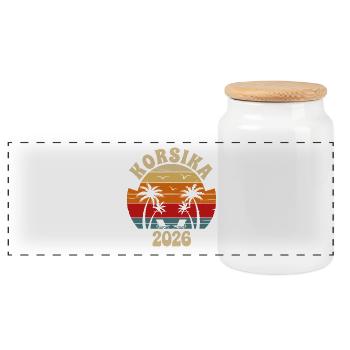 Corsica Retro Sunset 2026 - Boîte à biscuits avec couvercle en bois - blanc - Devant
