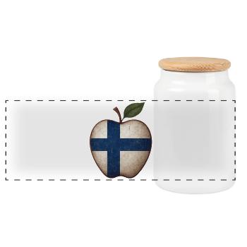 Finland - Panoramic Cookie Jar with Wooden Lid - white - Front