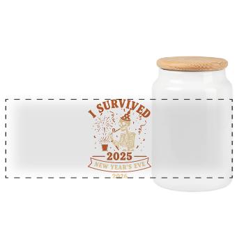 J’ai survécu au réveillon du Nouvel An 2025 2026 - Boîte à biscuits avec couvercle en bois - blanc - Devant