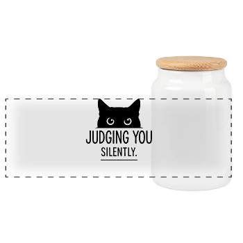 Katze Humor Katzen Geschenkidee Lustig Haustiere - Panorama Keksdose mit Holzdeckel - Weiß - Vorne