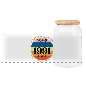 1991 Vintage Geburtstagsgeschenk 91 Geburtstag - Panorama Keksdose mit Holzdeckel - Weiß - Vorne