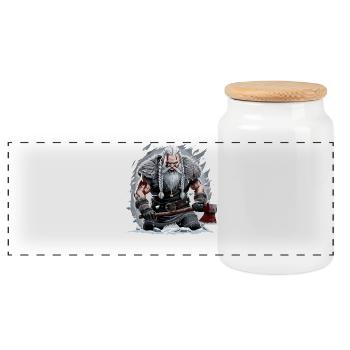 Légende viking marin viking Odin Corbeau Santa - Boîte à biscuits avec couvercle en bois - blanc - Devant