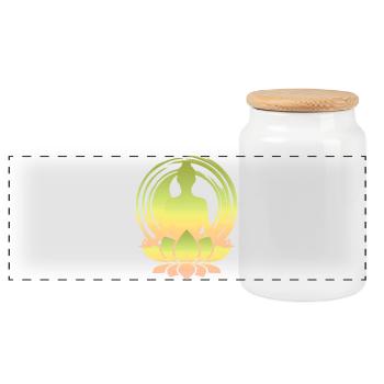 Bouddha pastel dans le temple du lotus - Boîte à biscuits avec couvercle en bois - blanc - Devant