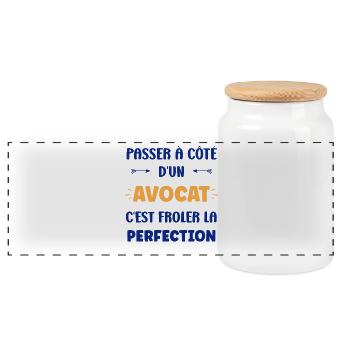 Missing a lawyer: perfection - Panoramic Cookie Jar with Wooden Lid - white - Front