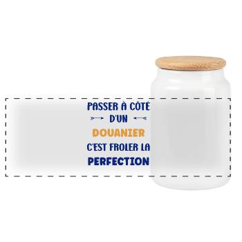 Frôler la perfection avec douanier - Boîte à biscuits avec couvercle en bois - blanc - Devant