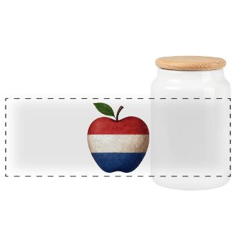Niederlande Holland  - Panorama Keksdose mit Holzdeckel - Weiß - Vorne
