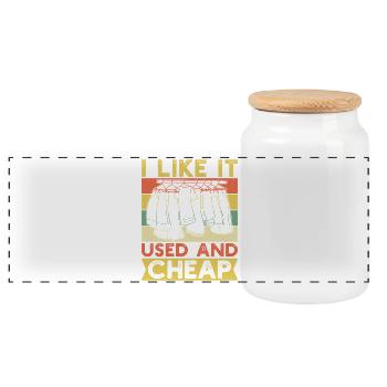 Thrift Shopper I Like It Used & Cheap Thrift Store - Panorama Keksdose mit Holzdeckel - Weiß - Vorne