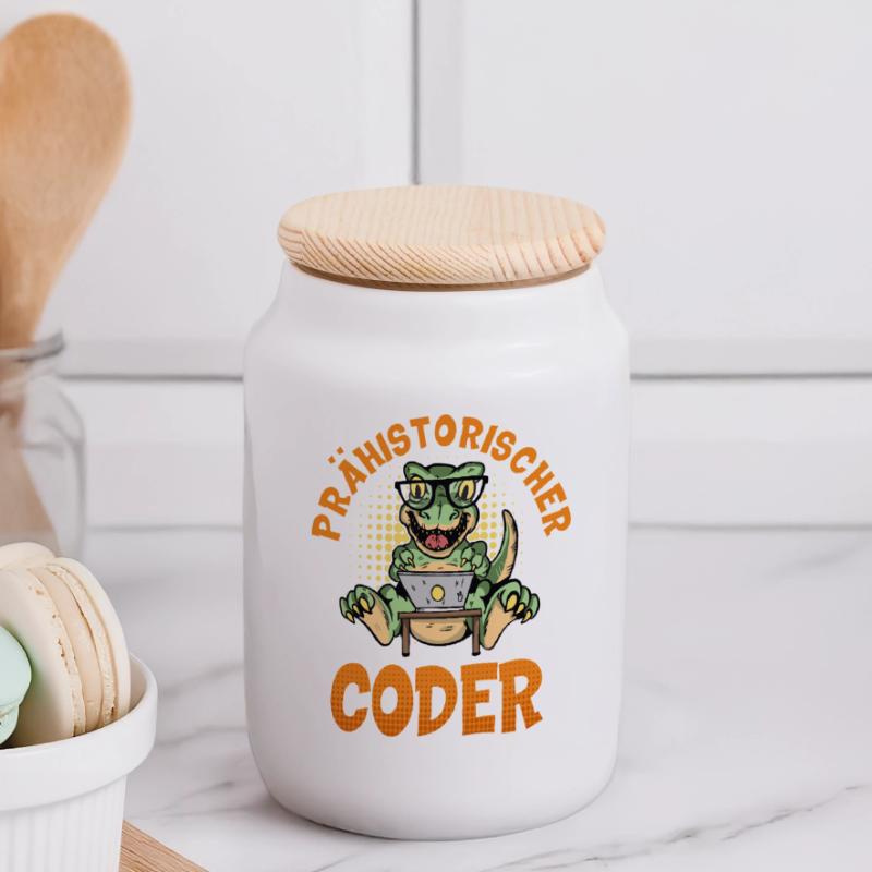 Programmation PRÉHISTORIQUE : Divertissement du CODER Boîte à biscuits avec couvercle en bois