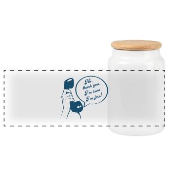 Style rétro de téléphone : conversation drôle Je vais bien - Boîte à biscuits avec couvercle en bois - blanc - Devant