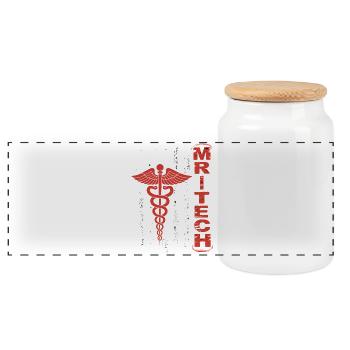 Drapeau Caducée rouge de MedTech - Boîte à biscuits avec couvercle en bois - blanc - Devant