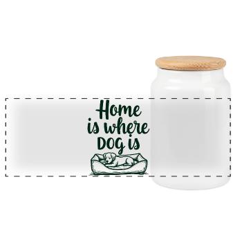 Home Is Where Dog Is Dog Love - Panoramic Cookie Jar with Wooden Lid - white - Front