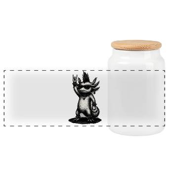 Punk Rock Axolotl mit Irokesenfrisur - Panorama Keksdose mit Holzdeckel - Weiß - Vorne