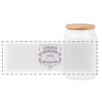 50e anniversaire Vintage Western Lay 1976 - Boîte à biscuits avec couvercle en bois - blanc - Devant