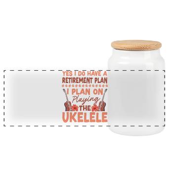 Hawaiian Ukulele Uke Yes I Do Have - Panoramic Cookie Jar with Wooden Lid - white - Front