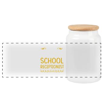 Réceptionniste Réceptionniste scolaire - Boîte à biscuits avec couvercle en bois - blanc - Devant