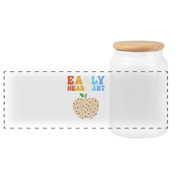 Preschooler Teacher Preschool - Panoramic Cookie Jar with Wooden Lid - white - Front