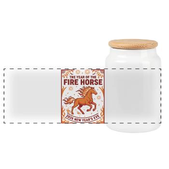 Année de la célébration du cheval de feu du réveillon du Nouvel An 2026 - Boîte à biscuits avec couvercle en bois - blanc - Devant