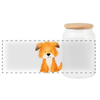 Chien Ami – Illustration Douce et Mignonne - Boîte à biscuits avec couvercle en bois - blanc - Devant