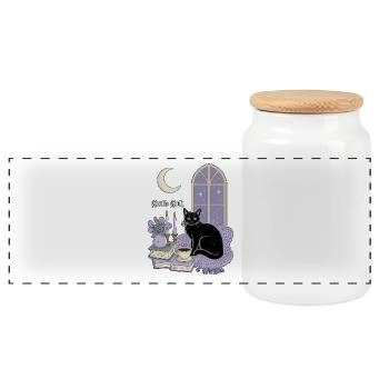 Gentle Goth Cozy Goth Katze - Panorama Keksdose mit Holzdeckel - Weiß - Vorne