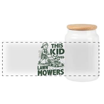 This Kid Loves Lawn Mowers - Panorama Keksdose mit Holzdeckel - Weiß - Vorne