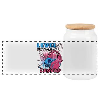 Level 37 Legend Neon Headphones - Panoramic Cookie Jar with Wooden Lid - white - Front
