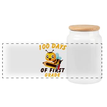 100 jours de première année 100e d’école - Boîte à biscuits avec couvercle en bois - blanc - Devant