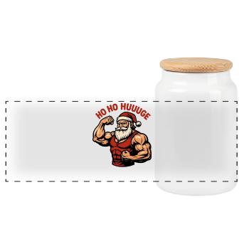 Ho, ho! Huge fun Christmas workout at Fit - Panoramic Cookie Jar with Wooden Lid - white - Front