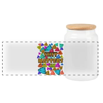Message coloré sur les émoticônes : Ça compte ! - Boîte à biscuits avec couvercle en bois - blanc - Devant