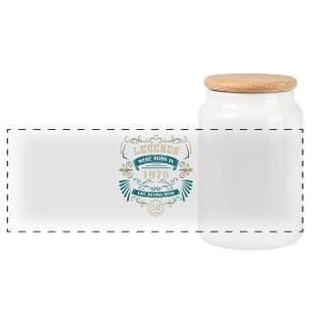 50e anniversaire Vintage Western 1976 - Boîte à biscuits avec couvercle en bois - blanc - Devant