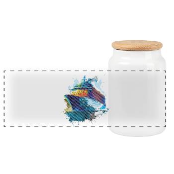 Navire en aquarelle colorée - Boîte à biscuits avec couvercle en bois - blanc - Devant