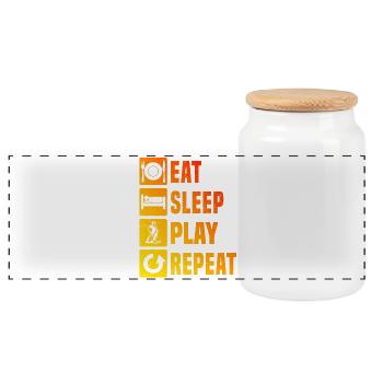 Clear floorball motif for every day - Panoramic Cookie Jar with Wooden Lid - white - Front