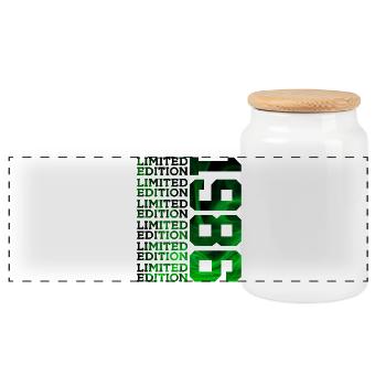 LIMITED EDITION 1986 40 JAHRE 40. GEBURTSTAG - Panorama Keksdose mit Holzdeckel - Weiß - Vorne