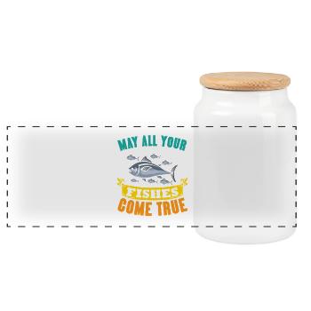 Angler Gift Funny Fishing Fisherman Fishing - Panoramic Cookie Jar with Wooden Lid - white - Front