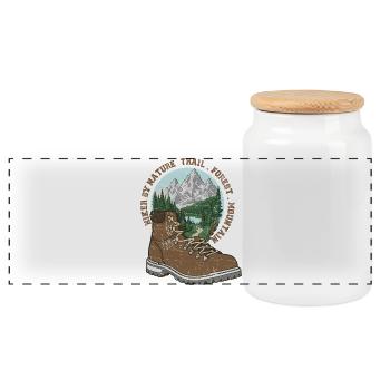 Minimalist Hiker  Design - Boîte à biscuits avec couvercle en bois - blanc - Devant