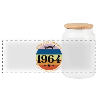 1964 Anniversaire Vintage Cadeau d'Anniversaire 64 - Boîte à biscuits avec couvercle en bois - blanc - Devant