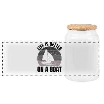 Passionnés de bateaux Plaisanciers Voiliers Pêche en voilier - Boîte à biscuits avec couvercle en bois - blanc - Devant