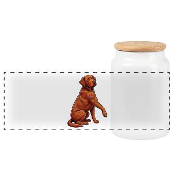 I Love Dad – Muscular Foxred Labrador Design - Panoramic Cookie Jar with Wooden Lid - white - Front