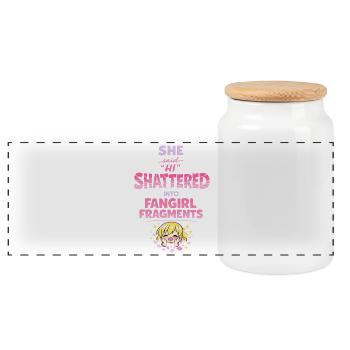 Anime Fangirl Screams Anime Reaction - Panoramic Cookie Jar with Wooden Lid - white - Front
