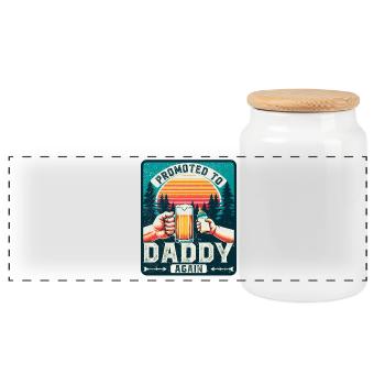 Dad again, dad-to-be, future father - Panoramic Cookie Jar with Wooden Lid - white - Front