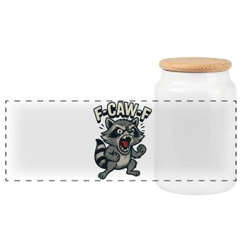 f caw f raton laveur, sort en colère - Boîte à biscuits avec couvercle en bois - blanc - Devant