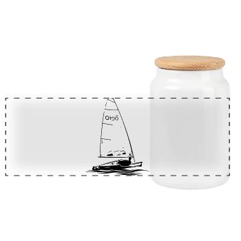 RS aero sailing dinghy sailboat regatta sailing sport - Panoramic Cookie Jar with Wooden Lid - white - Front