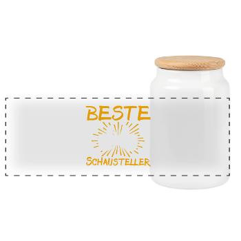 Showman Gift Idea - Panoramic Cookie Jar with Wooden Lid - white - Front