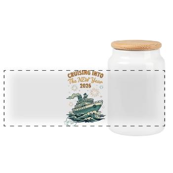 Cruising Into The New Year 2026 Adventure - Panoramic Cookie Jar with Wooden Lid - white - Front