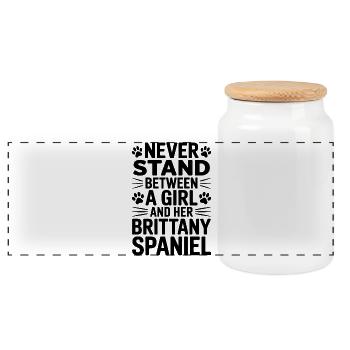 Brittany Spaniel Saying Brittany Spaniel Gift - Panoramic Cookie Jar with Wooden Lid - white - Front