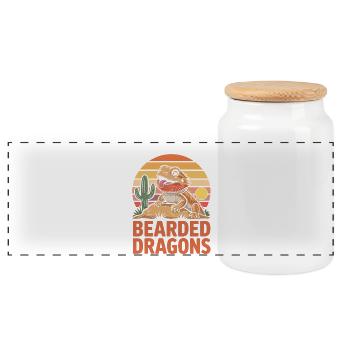 Dragon barbu Amour au coucher de soleil - Boîte à biscuits avec couvercle en bois - blanc - Devant