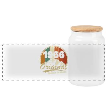 1966 Vintage Rétro Cadeau D'anniversaire - Boîte à biscuits avec couvercle en bois - blanc - Devant