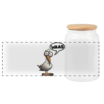 Seagull Seagulls No Bock Lust Spruch Waas - Panoramic Cookie Jar with Wooden Lid - white - Front