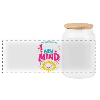 Anime Fangirl Screams Anime Reaction - Panoramic Cookie Jar with Wooden Lid - white - Front