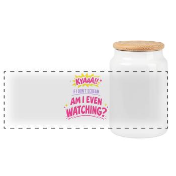 Anime Fangirl Screams Anime Reaction - Panoramic Cookie Jar with Wooden Lid - white - Front