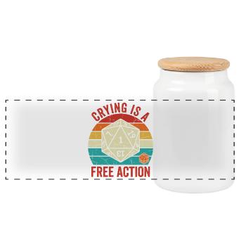 Crying is a Free Action – TTRPG Gamer Design - Panorama Keksdose mit Holzdeckel - Weiß - Vorne